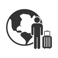 illustration of world travel icon in dark color and white background free vector